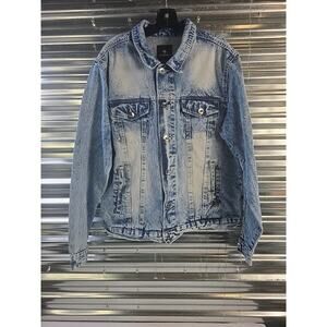 Vintage Southpole Mens Denim Jean Trucker Jacket Ice Blue Faded XL